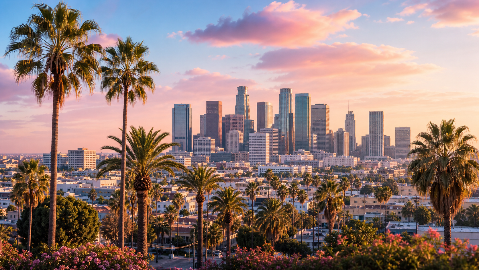 A sunny Los Angeles city scene