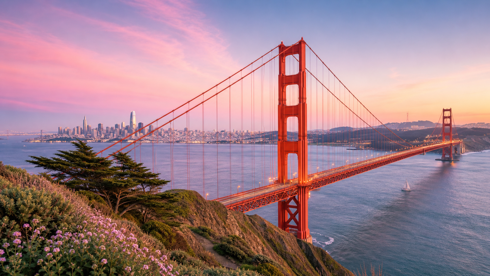 San Francisco bridge and bay scene