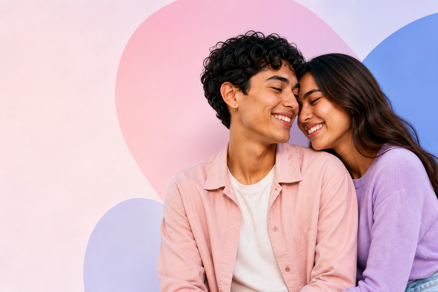 Smiling couple in a warm trans-inclusive dating guide hero image